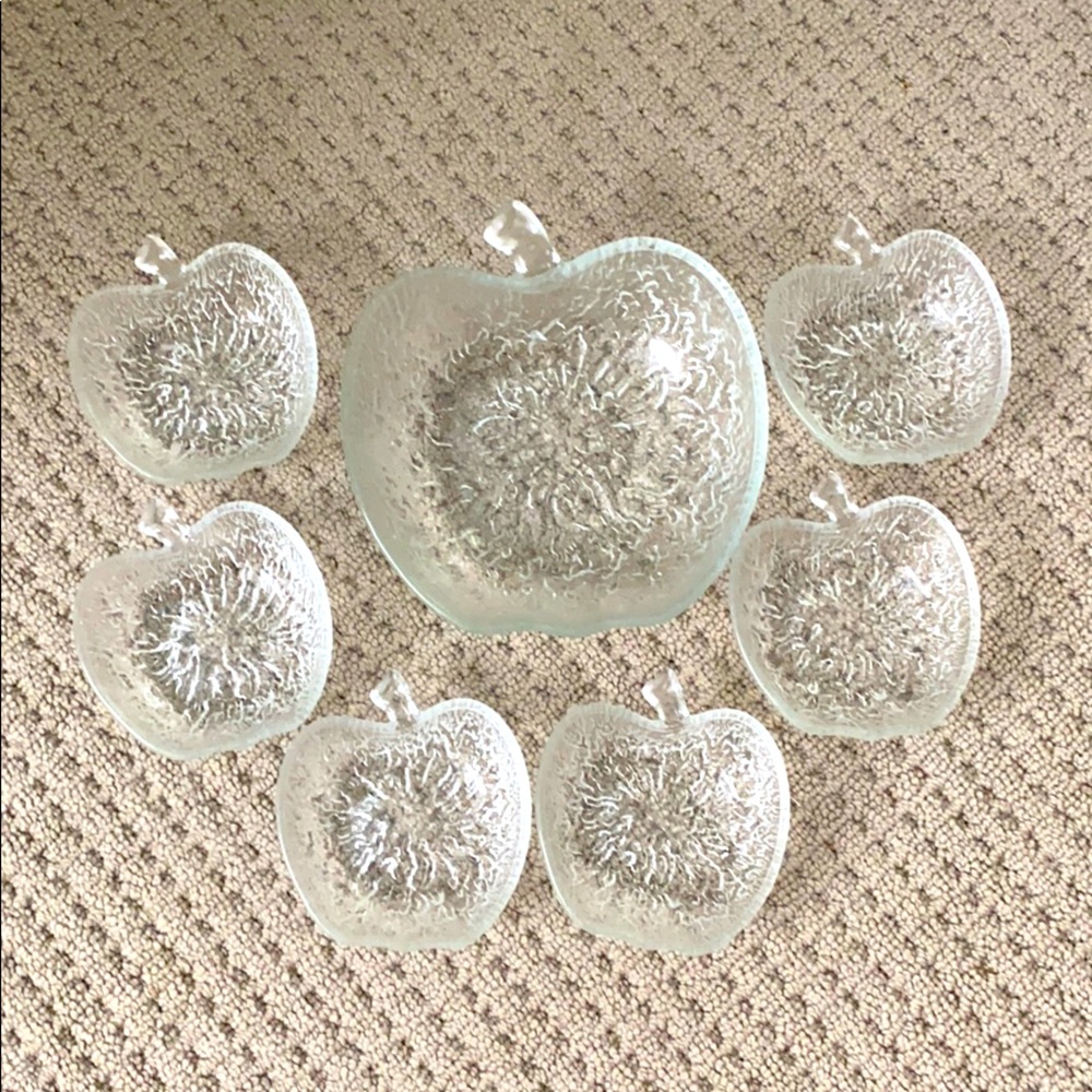 Apple glass bowl and serving bowls
